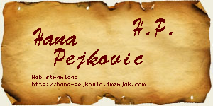 Hana Pejković vizit kartica